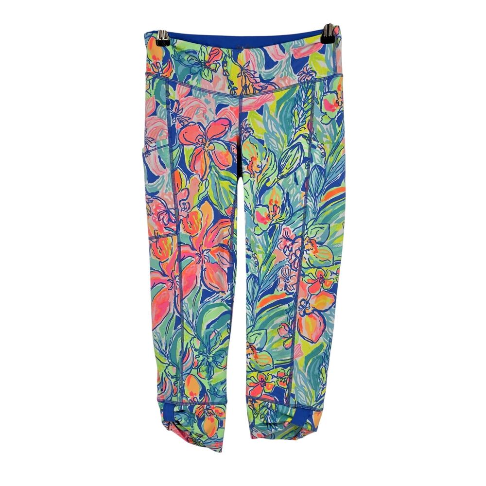 Lilly Pulitzer Luxletic Bennet Blue Surf Gypsea Fara Weekender Crop Legging Sz S